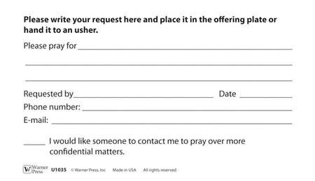 Pew Card - A Prayer Request by Anchor Christian Distributors, product view 2