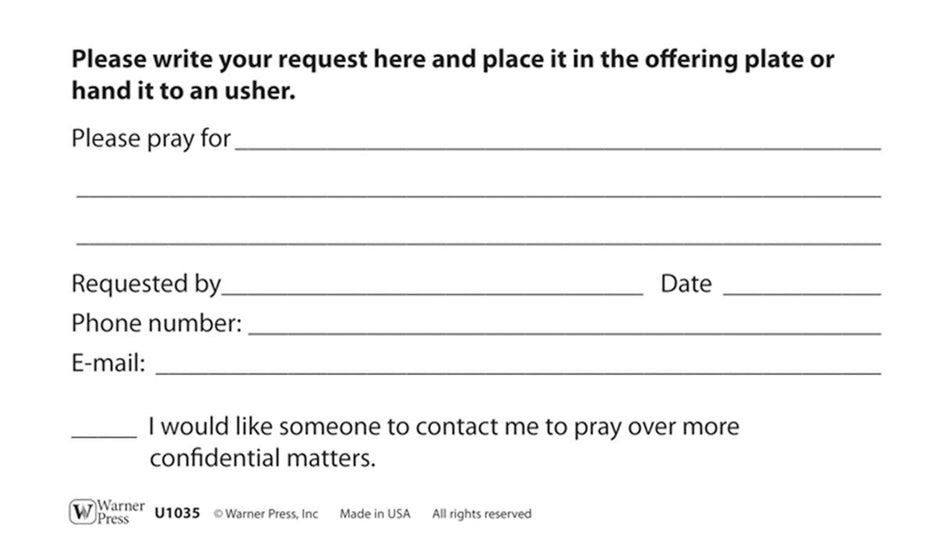 Pew Card - A Prayer Request by Anchor Christian Distributors, product view 2