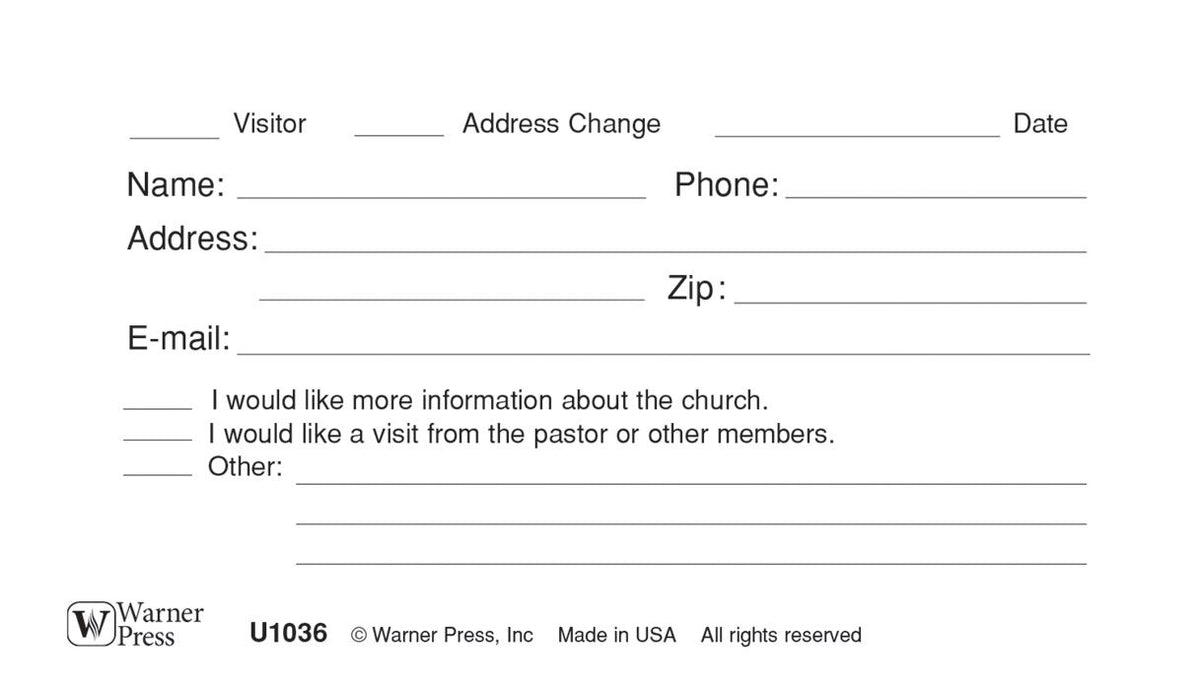 Pew Card - Welcome to our Church by Anchor Christian Distributors