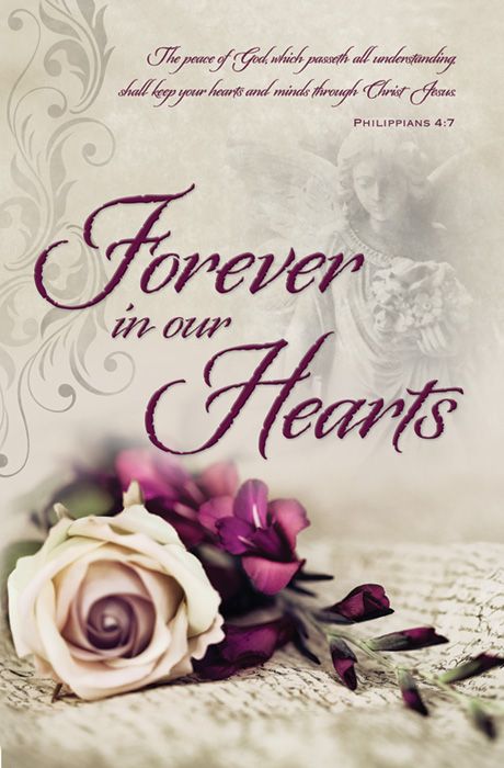 Funeral Standard Bulletin - Forever in our Hearts, Phil 4:7 by Anchor Christian Distributors