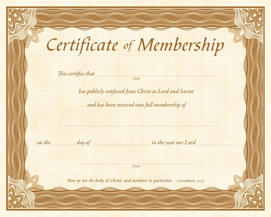 Membership Certificate - Parchment by Anchor Christian Distributors