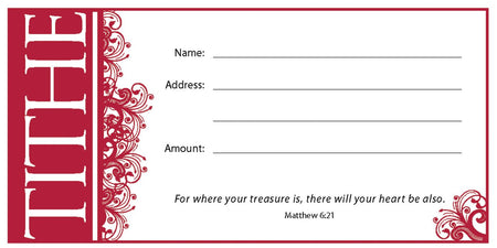(pkg 100) Value Offering Envelope - Tithe - For Where Your Treasure is by Anchor Christian Distributors