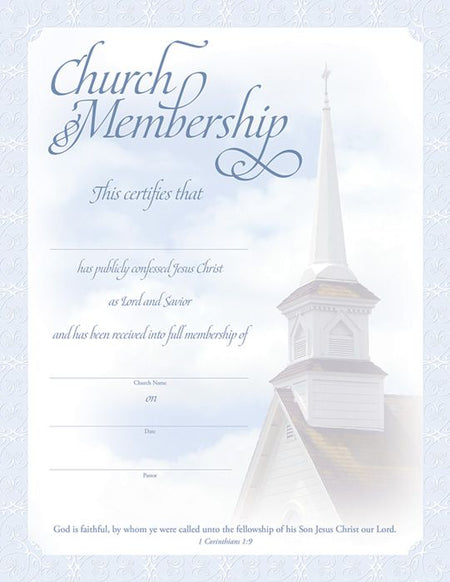 Membership Certificate - Premium, Blue Foil Embossed by Anchor Christian Distributors