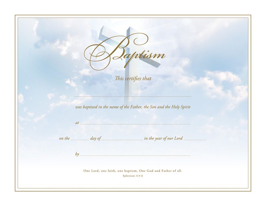 Baptism Certificate - Premium, Gold Foil Embossed by Anchor Christian Distributors