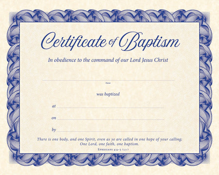 Certificates – Baptism – Ephesians 4:4-5 (KJV) – 8x10 by Anchor Christian Distributors