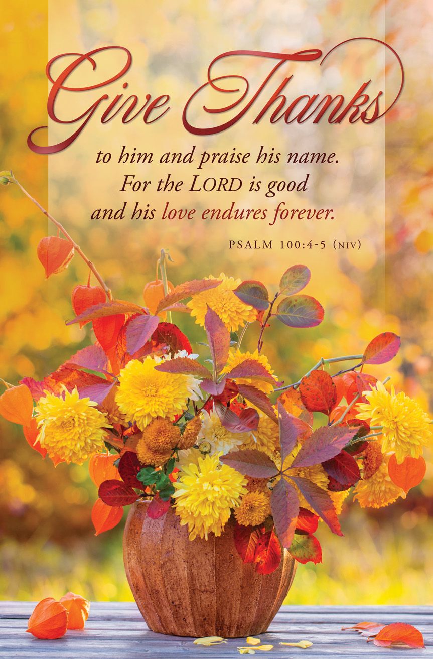Thanksgiving-Give Thanks; Psalm 100:4-5 (NIV)-Pkg 100-Standard Bulletin by Anchor Christian Distributors