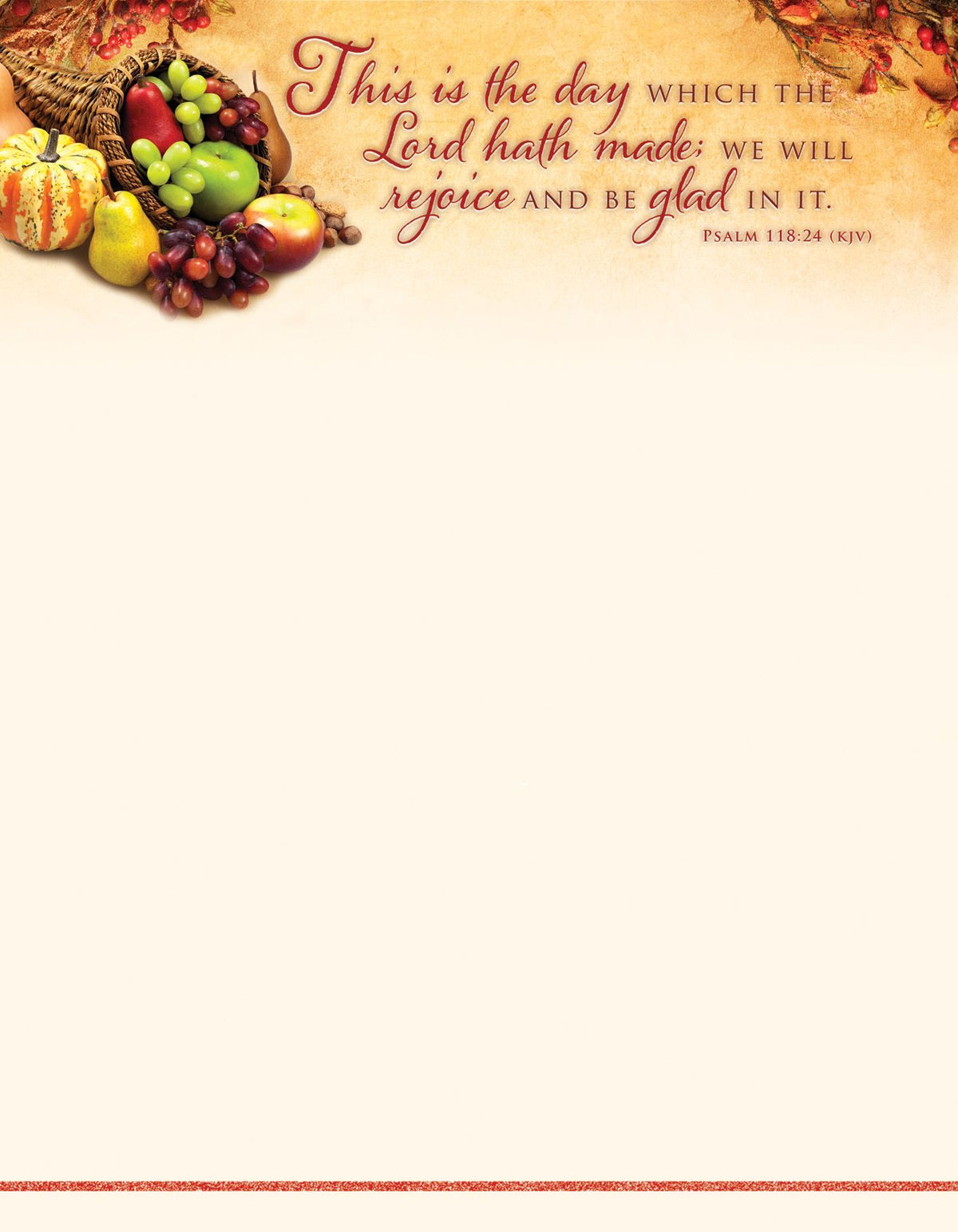 Thanksgiving – This Is the Day – Ps 118:24 (KJV) – Pkg 100 – Letterhead by Anchor Christian Distributors