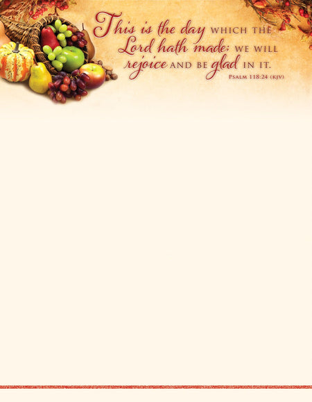 Thanksgiving – This Is the Day – Ps 118:24 (KJV) – Pkg 100 – Letterhead by Anchor Christian Distributors