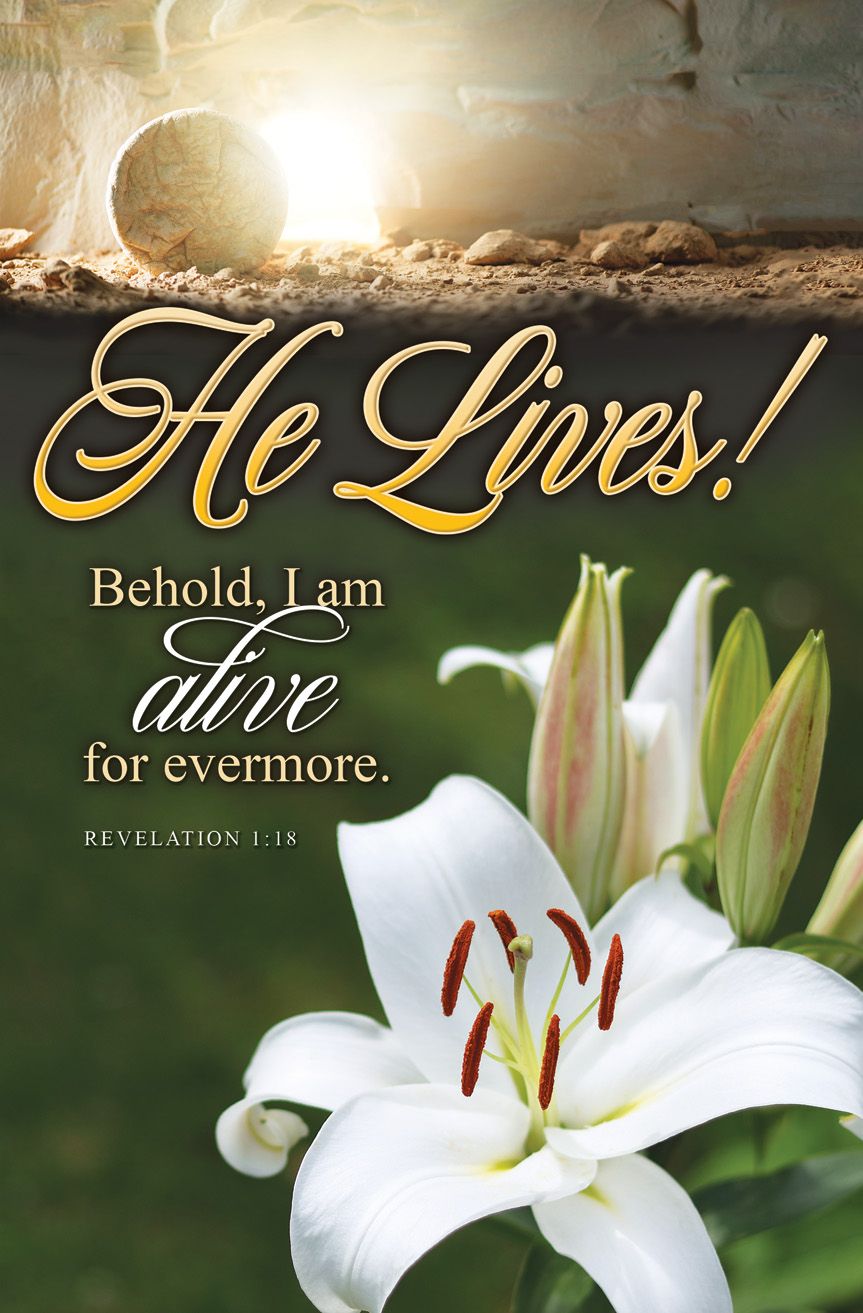 Easter – He Lives!, Revelation 1:18 (KJV) – Pkg 100 – Standard Bulletin by Anchor Christian Distributors