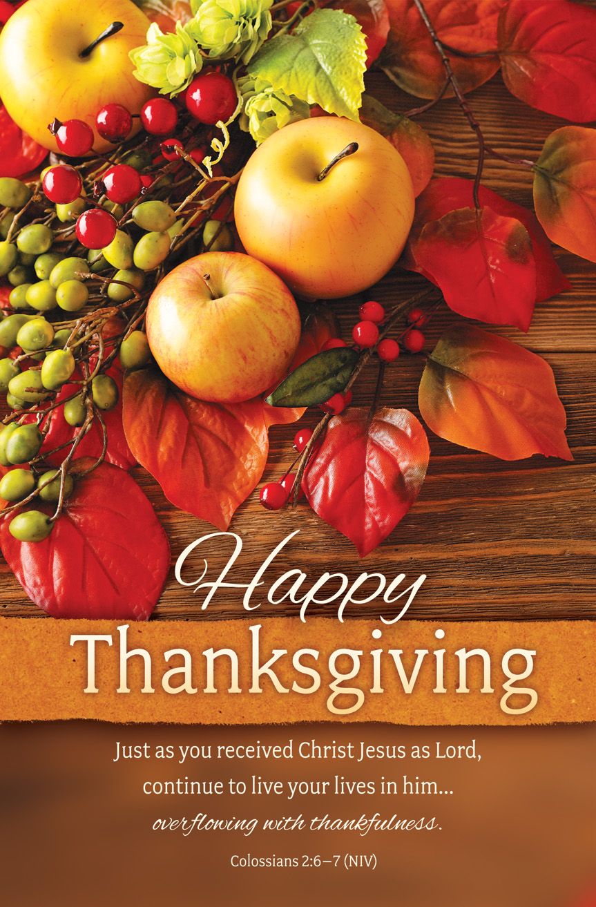 Thanksgiving—Happy Thanksgiving; Col 2:6–7 (NIV)—Pkg 100—Standard Bulletin by Anchor Christian Distributors